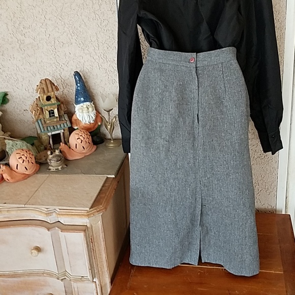 VINTAGE 80's wool blend pencil skirt sz 4 - Picture 4 of 4